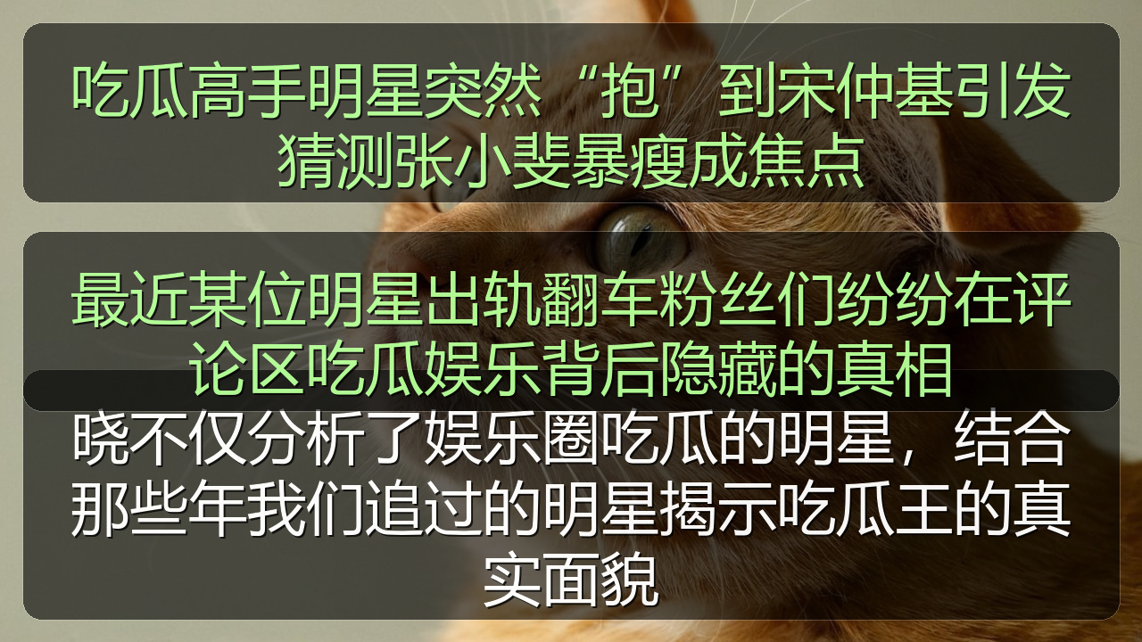 吃瓜高手明星突然“抱”到宋仲基引发猜测张小斐暴瘦成焦点